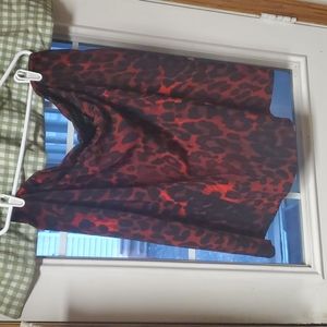 Red leopard print pencil skirt